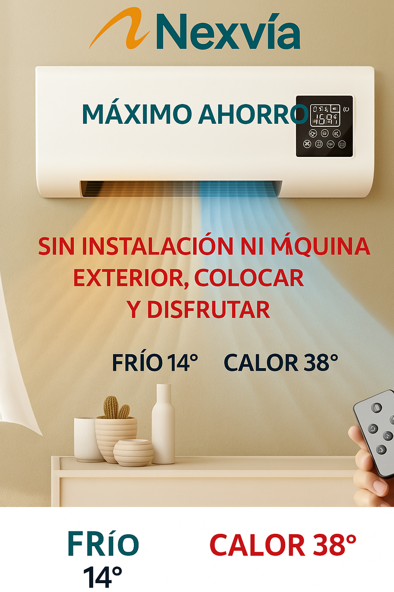 Aire Acondicionado Portátil 2 en 1 Calor y Frio - Bajo consumo y Máxima Potencia